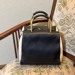 Hare + Hart - Bowling Bag Handbag | Canvas and Leather